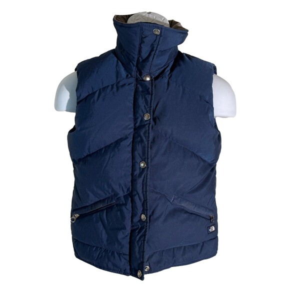 The North Face Down Puffer Vest Gilet Vintage 80s Outdoor Blue Womens Size 8 - Picture 1 of 8
